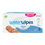 WaterWipes Bio, lingettes humides, eau, dès la naissance, 9 x 60 pcs