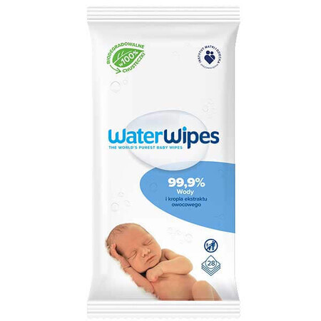 WaterWipes Bio, lingettes humides, eau, dès la naissance, 28 pièces