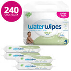 WaterWipes Soapberry Bio, lingettes humides, eau avec extrait de saponaire, dès la naissance, 4 x 60 pièces 