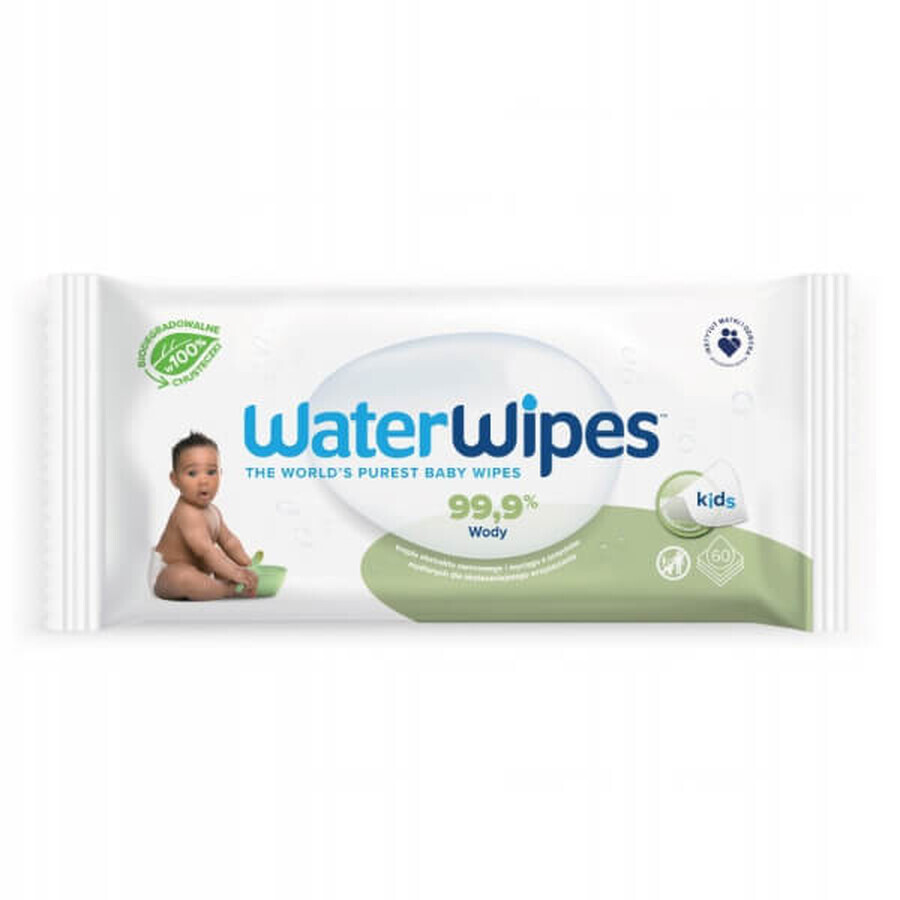 WaterWipes Soapberry Bio, lingettes humides, eau avec extrait de saponaire, dès la naissance, 4 x 60 pièces 