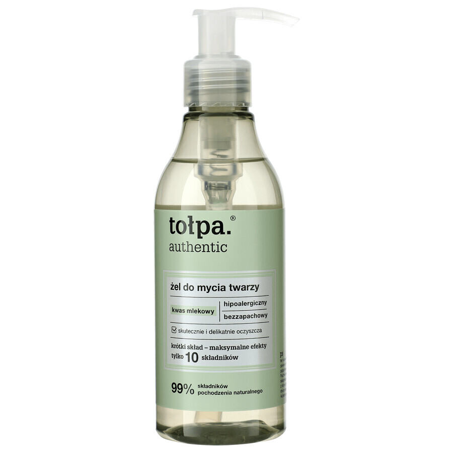 Tolpa Authentic, gel de curățare facială, acid lactic, 195 ml