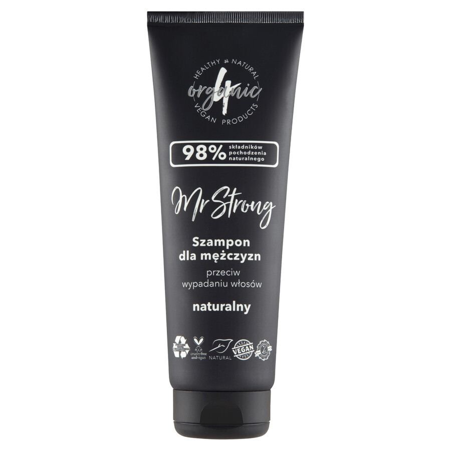 4Organic Mr Strong, shampooing naturel pour hommes contre la chute des cheveux, 250 ml