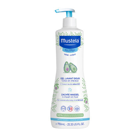 Mustela Bebe Enfant, gel nettoyant doux pour le corps et la tête, dès la naissance, 750 ml