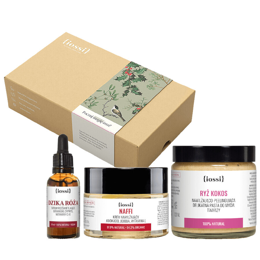 Iossi Fragrant Trio Illuminating Ritual set, nettoyant pour le visage, 120 ml + sérum, 30 ml + crème pour le visage, 50 ml