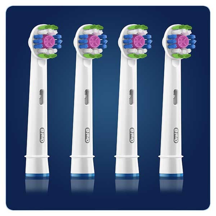 Oral-B 3D White, embouts de remplacement pour la brosse à dents électrique Clean Maximiser, EB4 3DW, 4 pièces