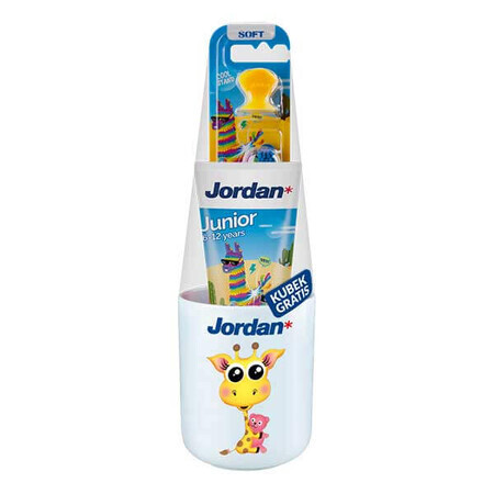 Set Jordan Junior, dentifrice, pour enfants, 6-12 ans, 50 ml + brosse à dents, pour enfants, 6-9 ans + gobelet 1 pièce gratuit