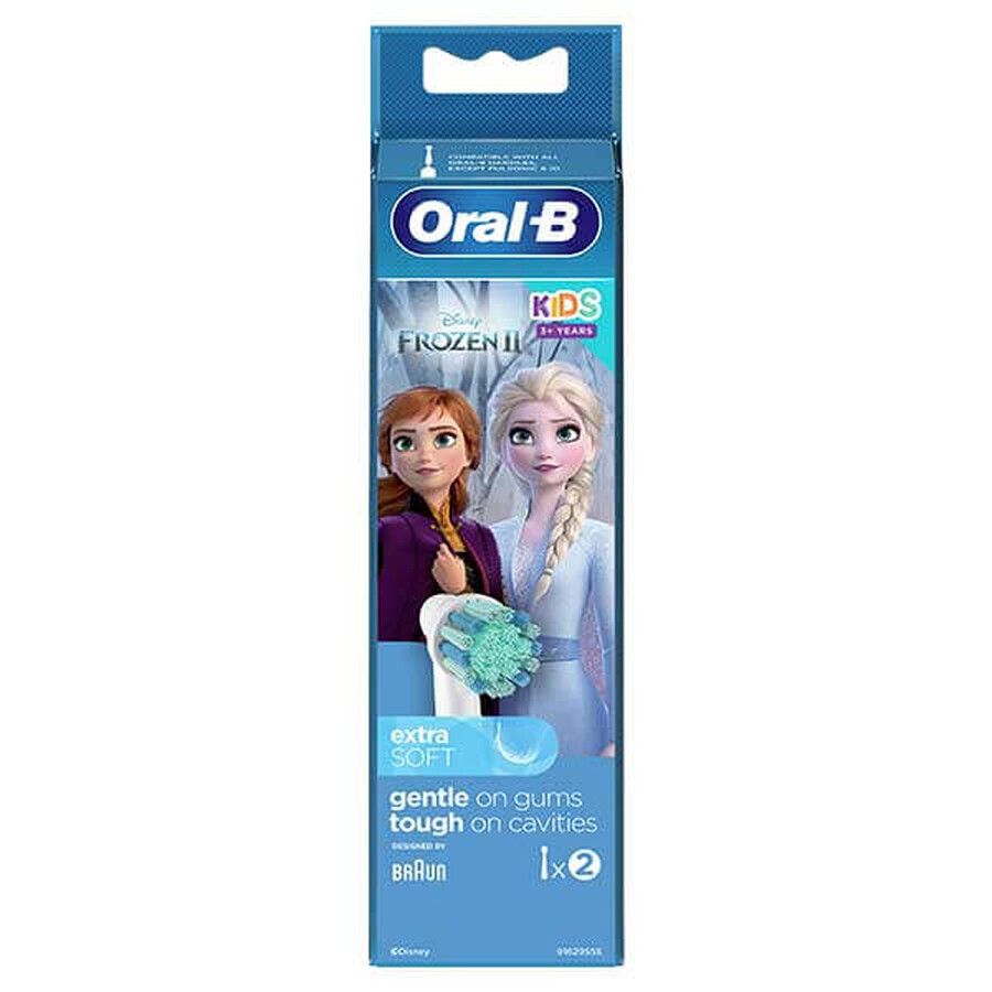 Oral-B Kids Stages Power, cabezales de cepillo de dientes eléctrico, Frozen EB10s-2, más de 3 años, ultrasuave, 2 piezas