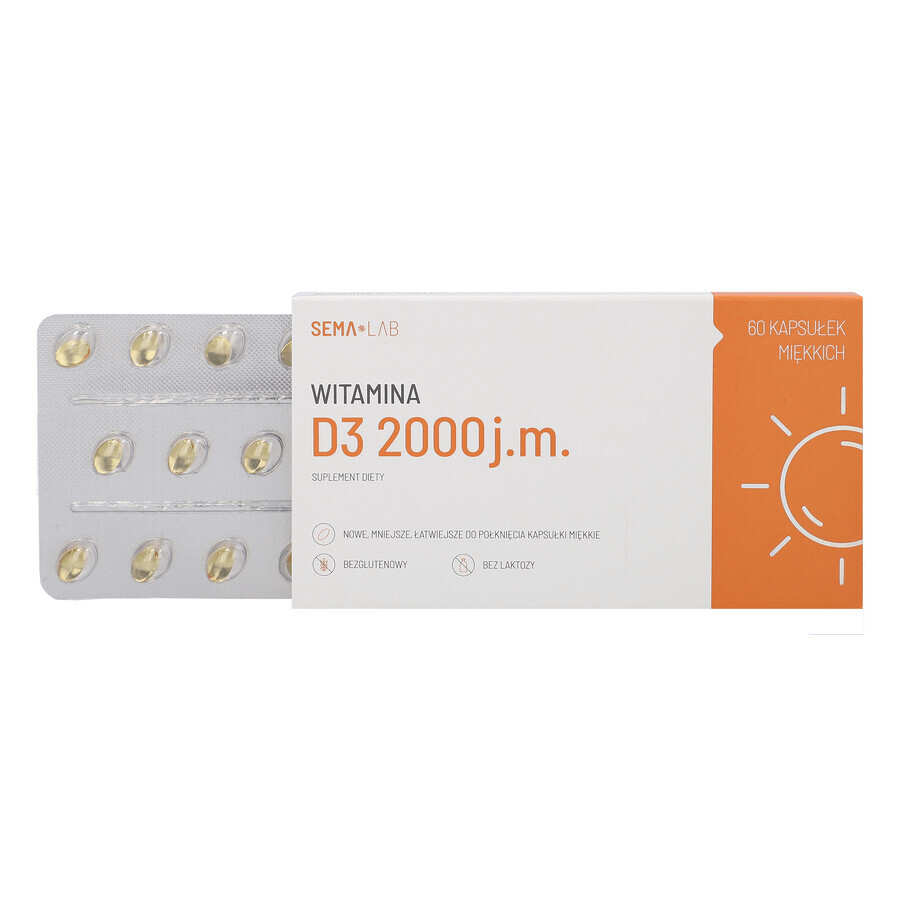 SEMA Lab Vitamine D3 2000 UI, 60 capsules molles