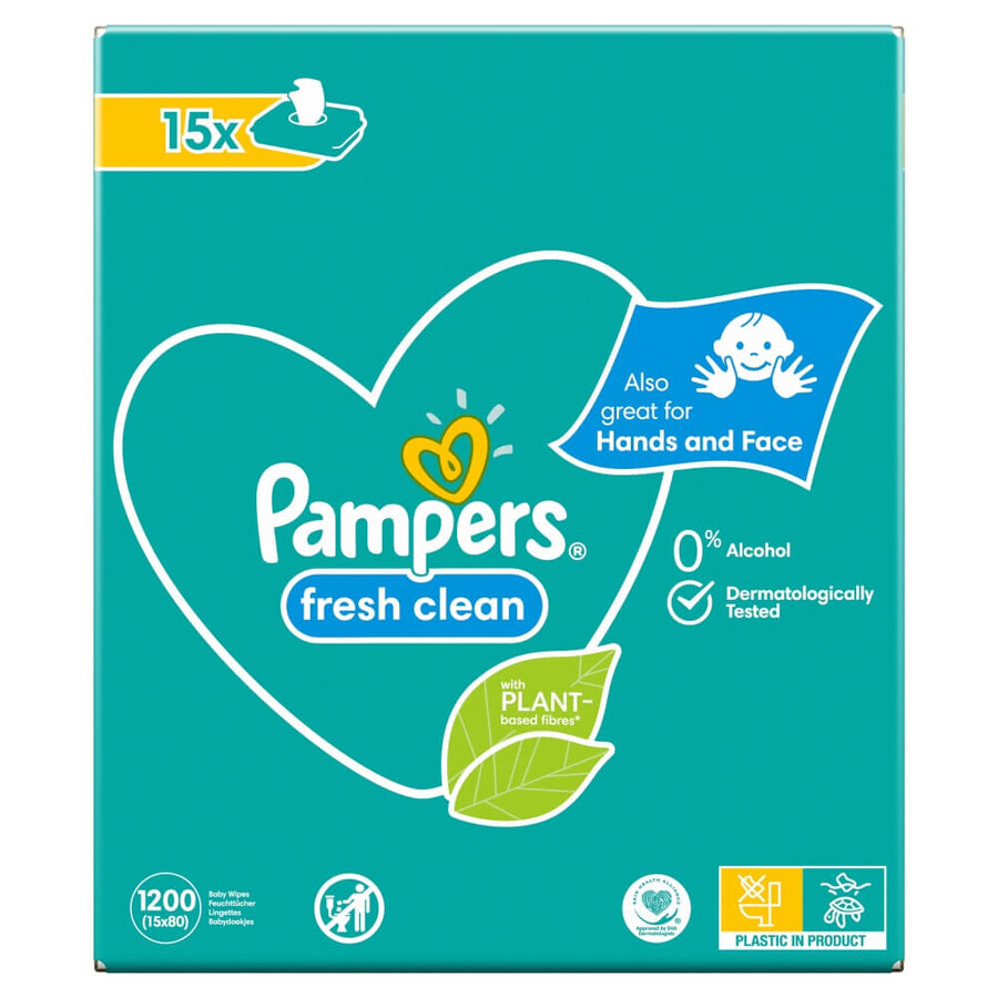 Pampers Fresh Clean, lingettes humides, 15 x 80 pcs