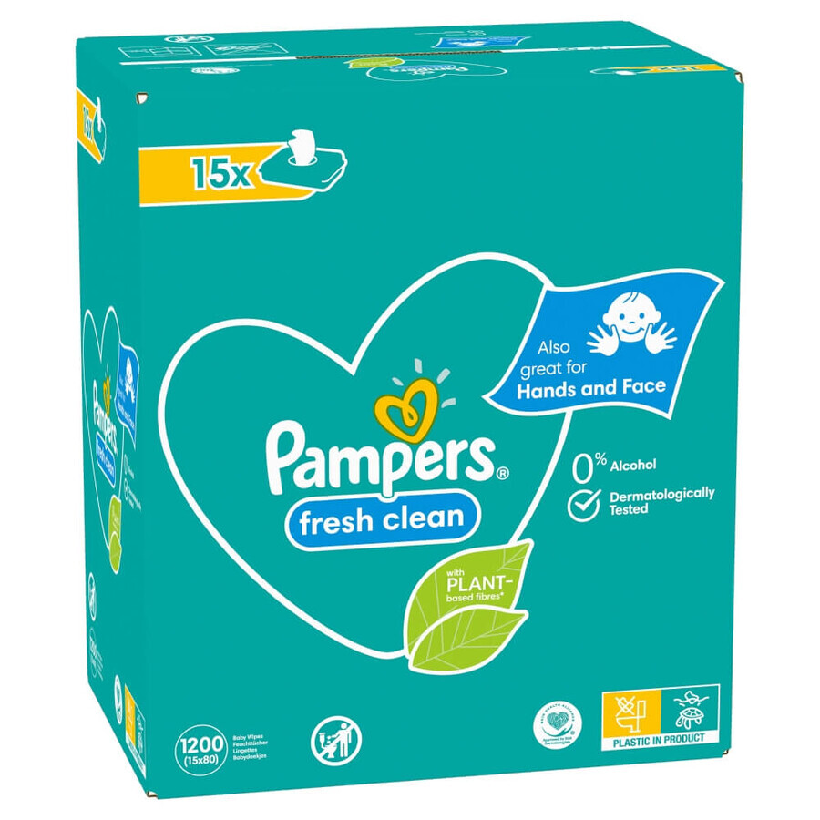 Pampers Fresh Clean, lingettes humides, 15 x 80 pcs