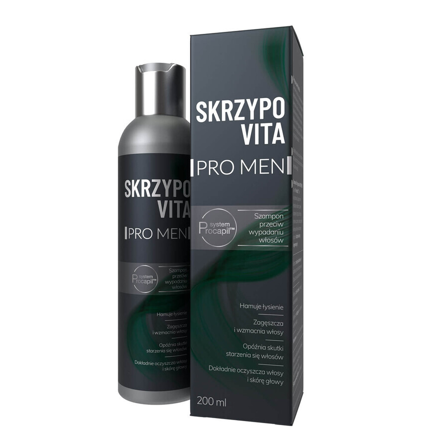 Skrzypovita, Men set, 30 comprimés pelliculés + Pro Men, shampooing anti-chute, 200 ml + plus trousse de maquillage