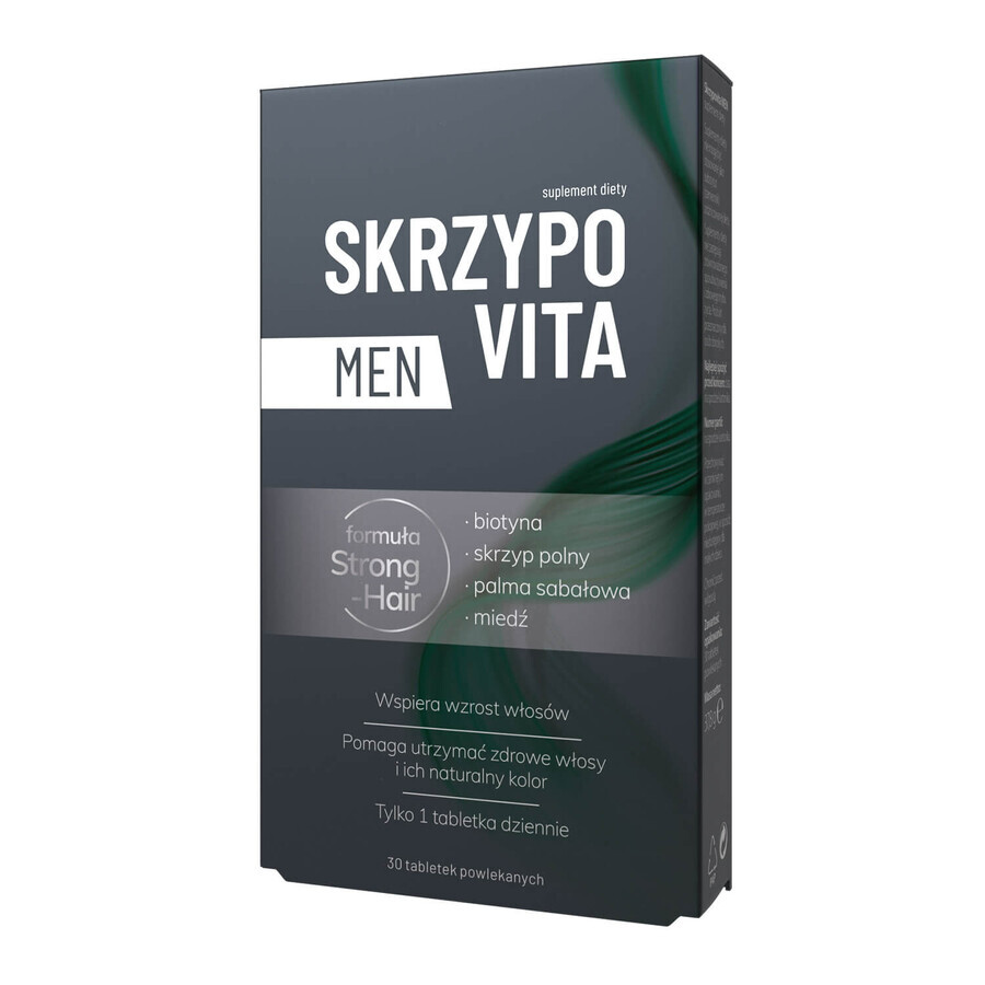 Skrzypovita, Men set, 30 comprimés pelliculés + Pro Men, shampooing anti-chute, 200 ml + plus trousse de maquillage