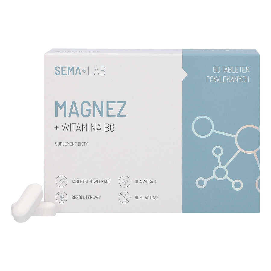 SEMA Lab Magnesio + Vitamina B6, 60 compresse rivestite con film