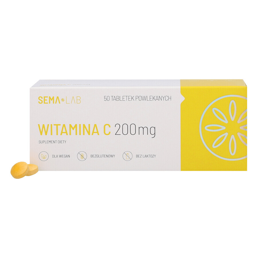 SEMA Lab Vitamine C 200 mg, 50 comprimés pelliculés