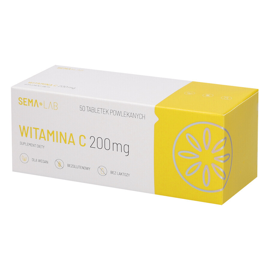 SEMA Lab Vitamine C 200 mg, 50 comprimés pelliculés