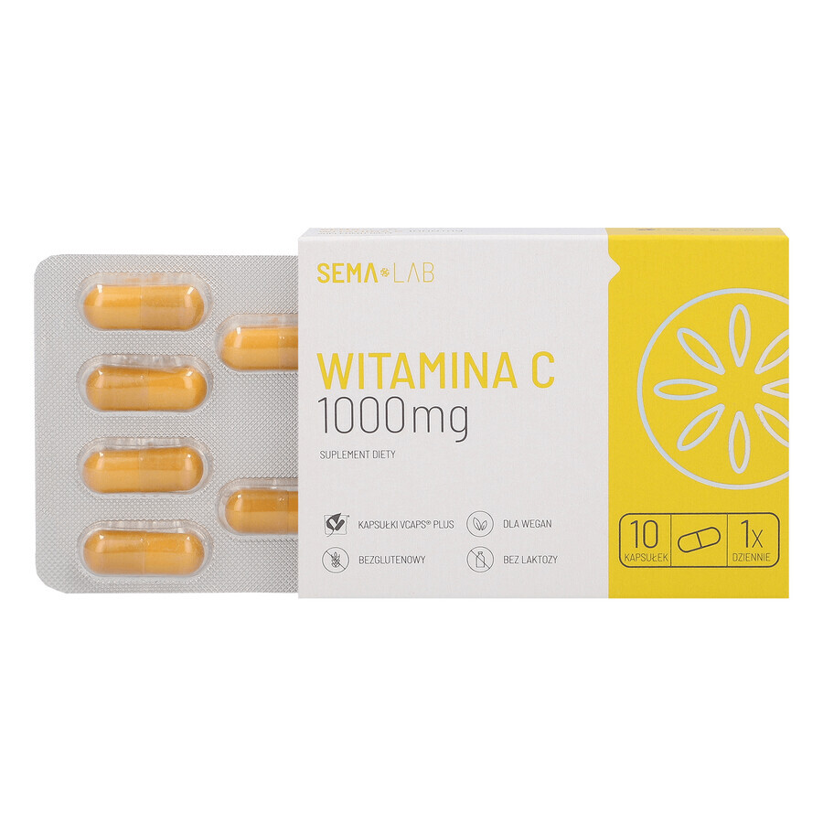 SEMA Lab Vitamine C 1000 mg, 10 gélules de cellulose