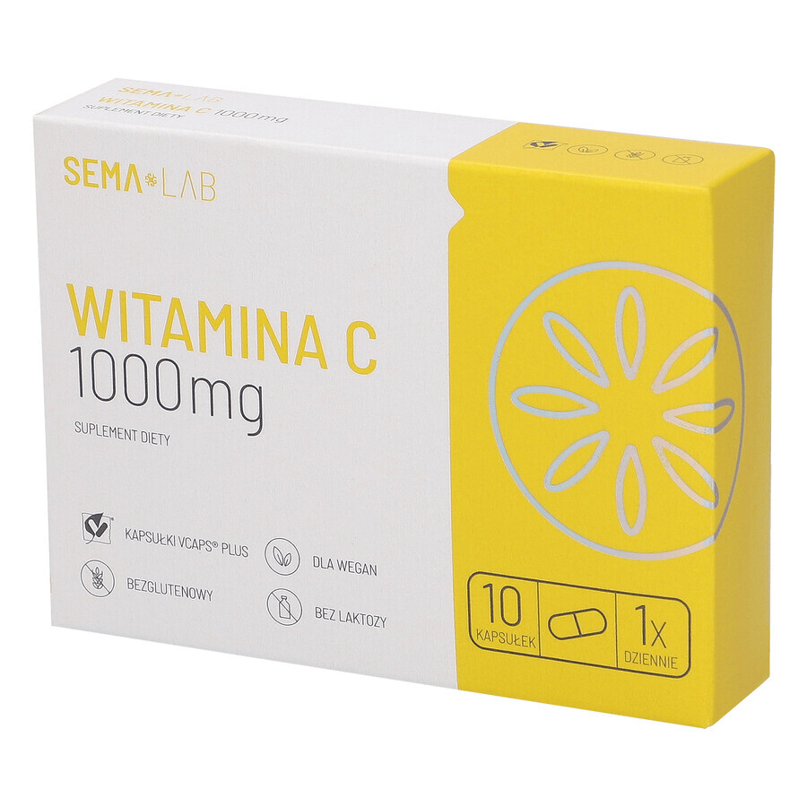 SEMA Lab Vitamine C 1000 mg, 10 gélules de cellulose