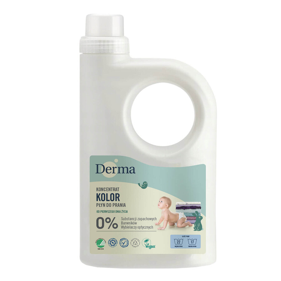 Derma, liquide de lavage pour vêtements d'enfants, concentré, couleur, dès le premier jour de vie, 945 ml