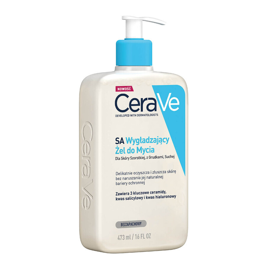 CeraVe SA, gel nettoyant lissant, peau sèche et rugueuse, 473 ml