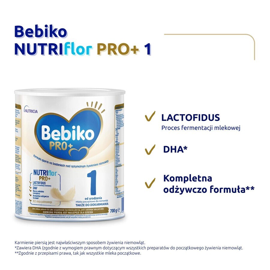 Bebiko Pro+ 1 Nutrriflor Pro+, lait infantile, dès la naissance, 700 g