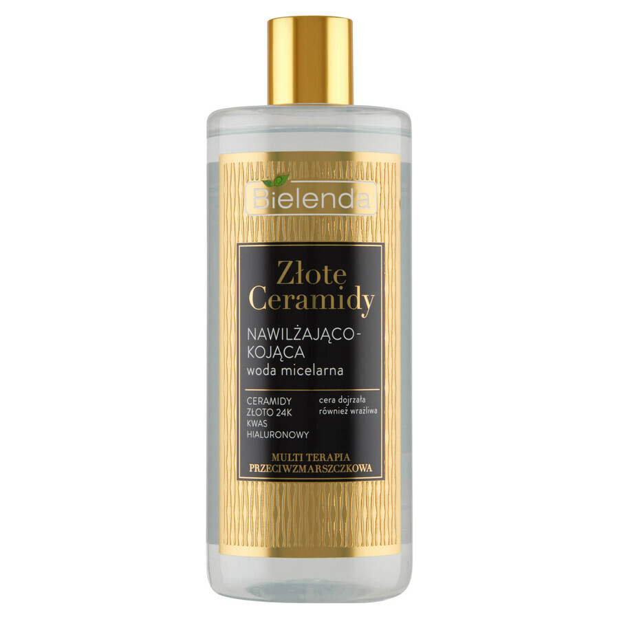 Bielenda Golden Ceramides, eau micellaire hydratante et apaisante, peaux matures et sensibles, 500 ml