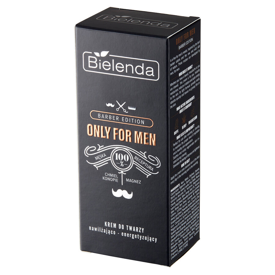 Bielenda Only For Men Barber Edition, crema idratante ed energizzante, 50 ml