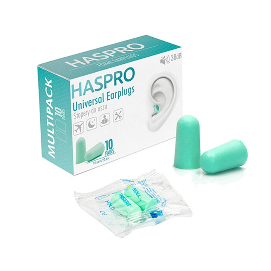 Haspro Multi, bouchons d'oreille, menthe, 20 pièces