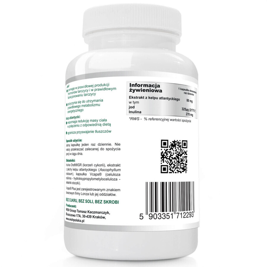 Wish Kelp Extract, iode 325 µg + prébiotique, 120 gélules