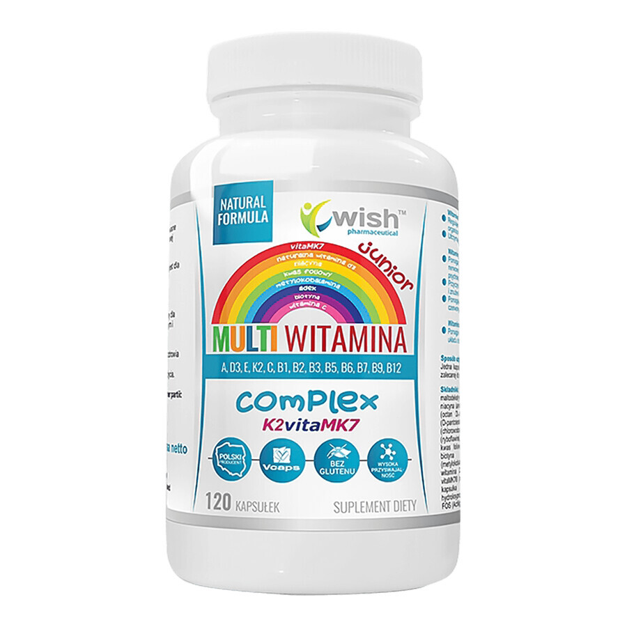 Complexe multivitaminé Wish Junior K2vitaMK7, 120 gélules