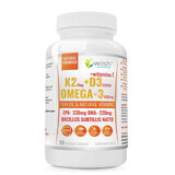 Wish K2 50 µg +D3 2000 IU+ Omega-3 1000 mg + vitamine E, 90 capsules molles