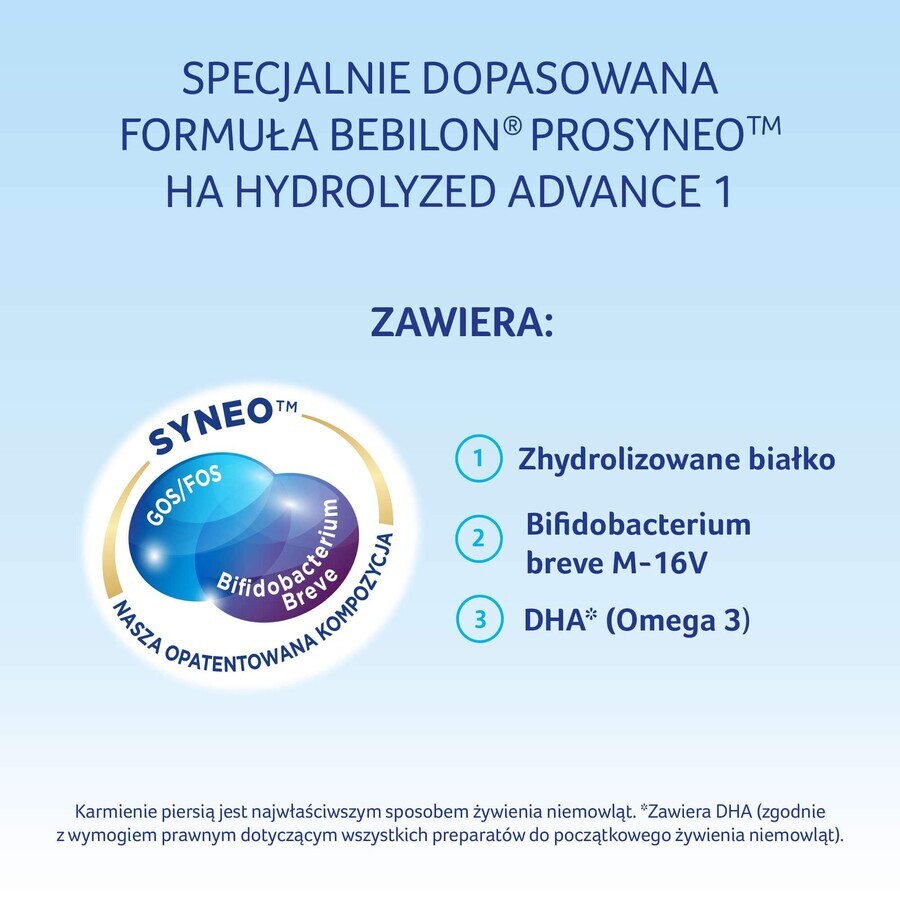 Bebilon Prosyneo HA Hydrolyzed Advance 1, lait infantile, dès la naissance, 400 g