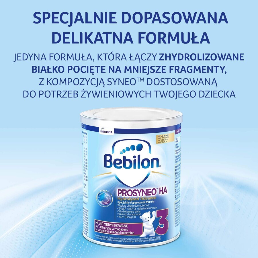 Bebilon Prosyneo HA Hydrolyzed Advance 3, lait modifié, après 1 an, 400 g