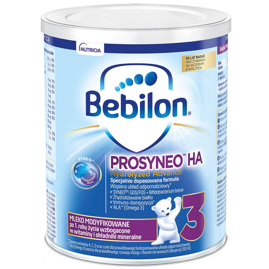 Bebilon Prosyneo HA Hydrolyzed Advance 3, lait modifié, après 1 an, 400 g