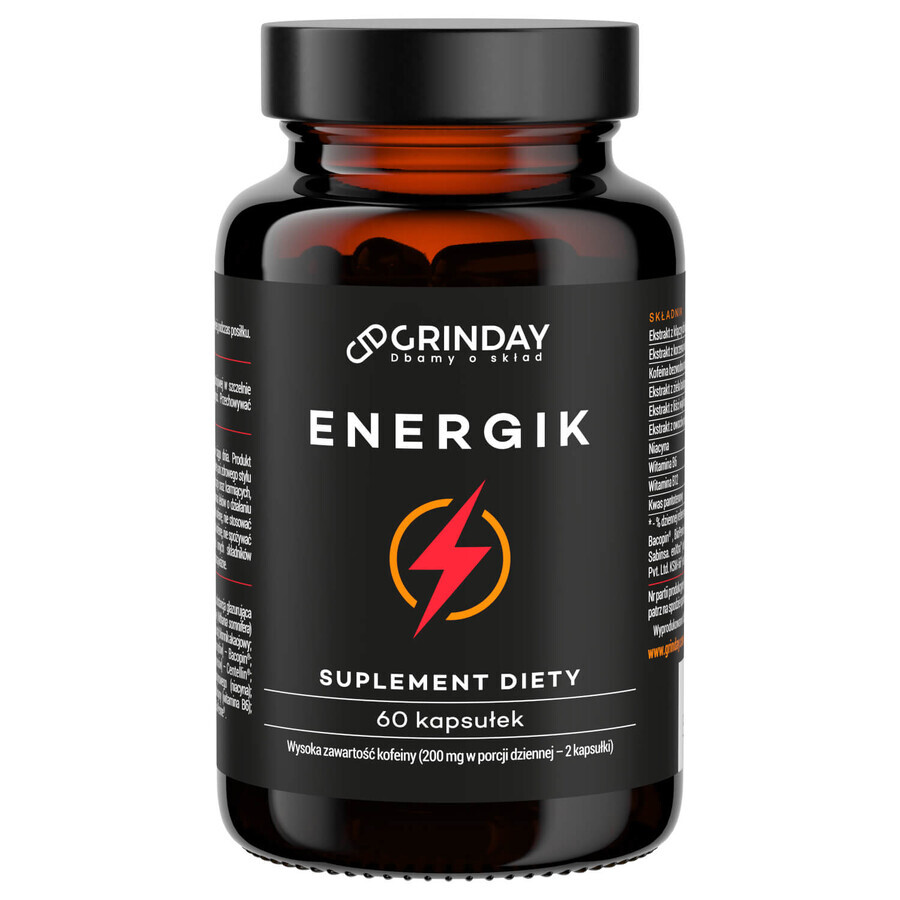 Grinday Energik, natural energizer, 60 capsules