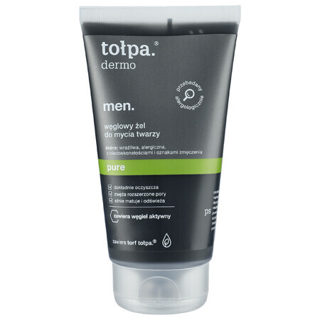 Tolpa Dermo Men Pure, gel nettoyant pour le visage au charbon de bois, 150 ml