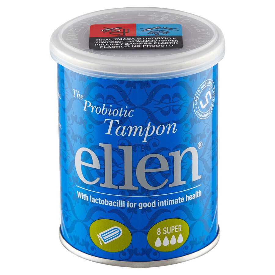 Ellen, tampons probiotiques, super, 8 pièces