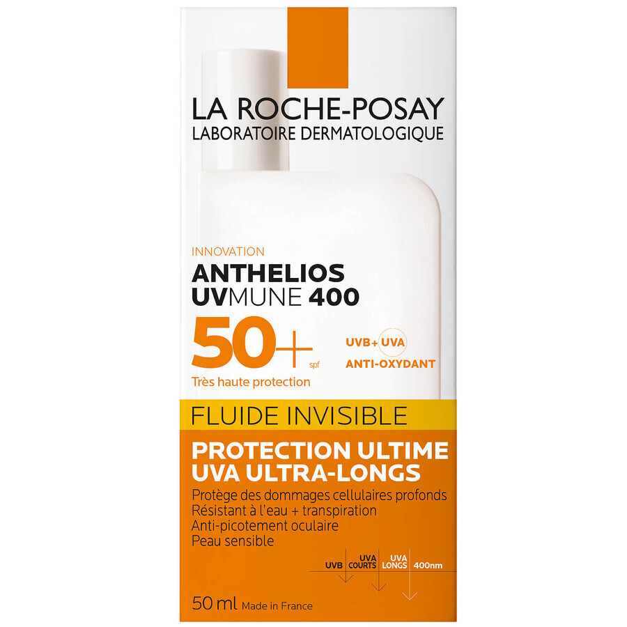 La Roche-Posay Anthelios UVMune 400, fluide protecteur invisible, SPF 50+, 50 ml