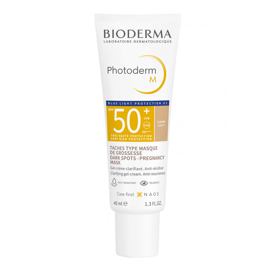 Bioderma Photoderm M, crème protectrice pour les peaux sujettes à l'hyperpigmentation, légère, SPF 50+, 40 ml