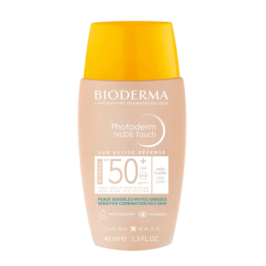 Bioderma Photoderm Nude Touch, mineral foundation with nude effect, very light shade, SPF 50+, 40 ml