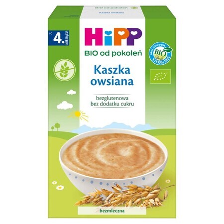 HiPP Porridge di avena Bio, senza latticini, senza glutine, senza zuccheri aggiunti, dopo 4 mesi, 200 g