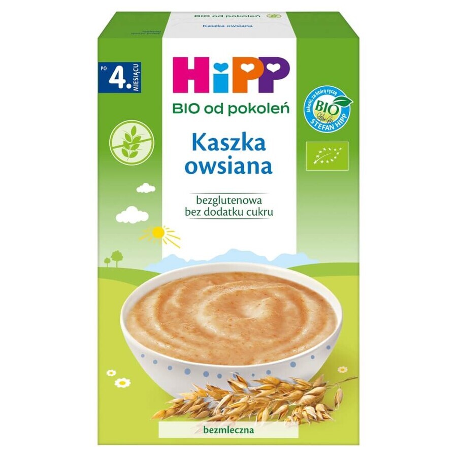 HiPP Porridge di avena Bio, senza latticini, senza glutine, senza zuccheri aggiunti, dopo 4 mesi, 200 g