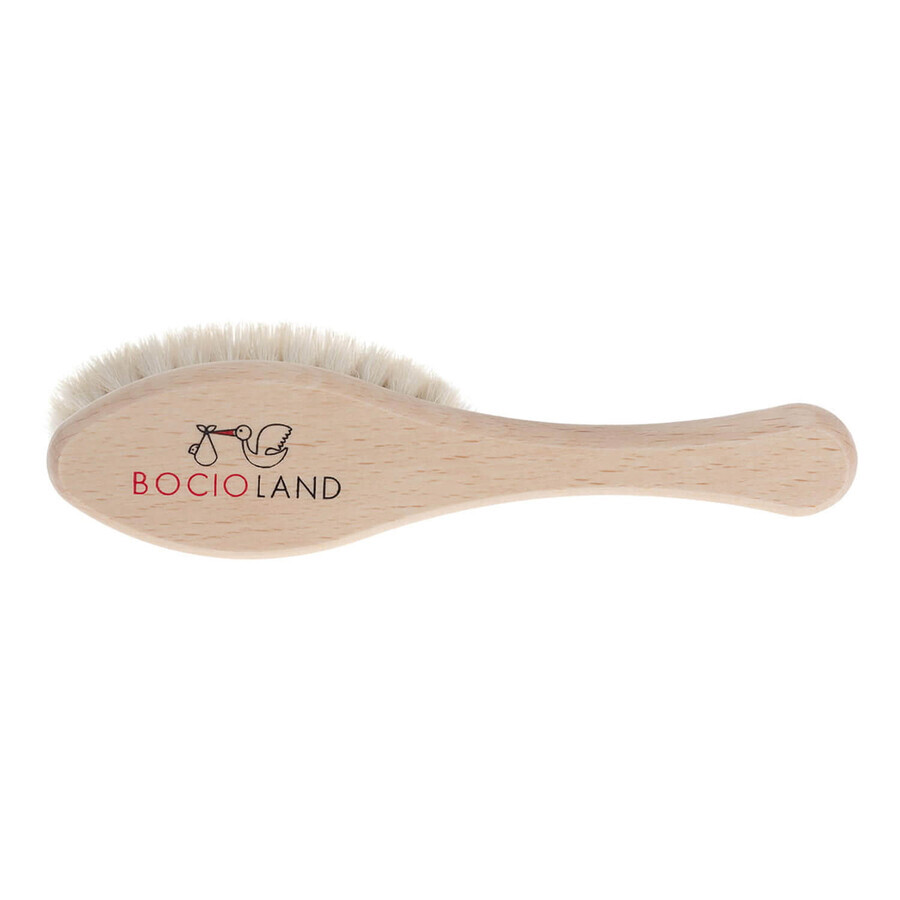 Bocioland, brosse à cheveux en bois, poils de chèvre naturels, ellipse, 1 pièce