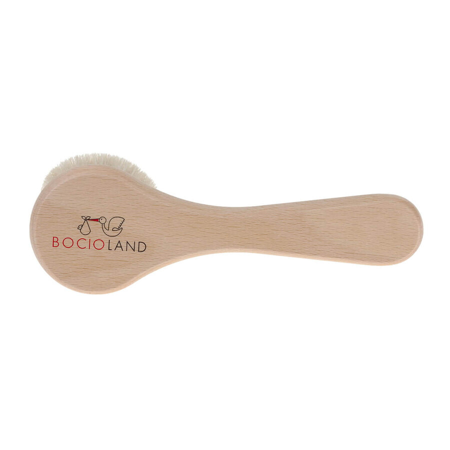 Bocioland, brosse à cheveux en bois, en poils de chèvre naturels, ronde, 1 pièce