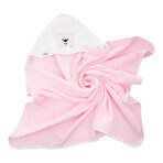 Bocioland bathrobe 100 x 100 cm 100% cotton hooded towel pink teddy bear 1pc