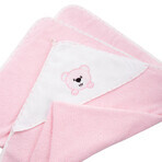 Bocioland bathrobe 100 x 100 cm 100% cotton hooded towel pink teddy bear 1pc