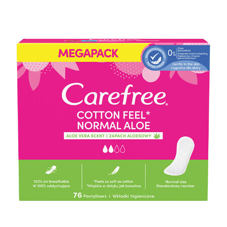 Sanitary absorbent pads Carefree Cotton Feel Normal Aloe, aloe flavor, 76 pcs