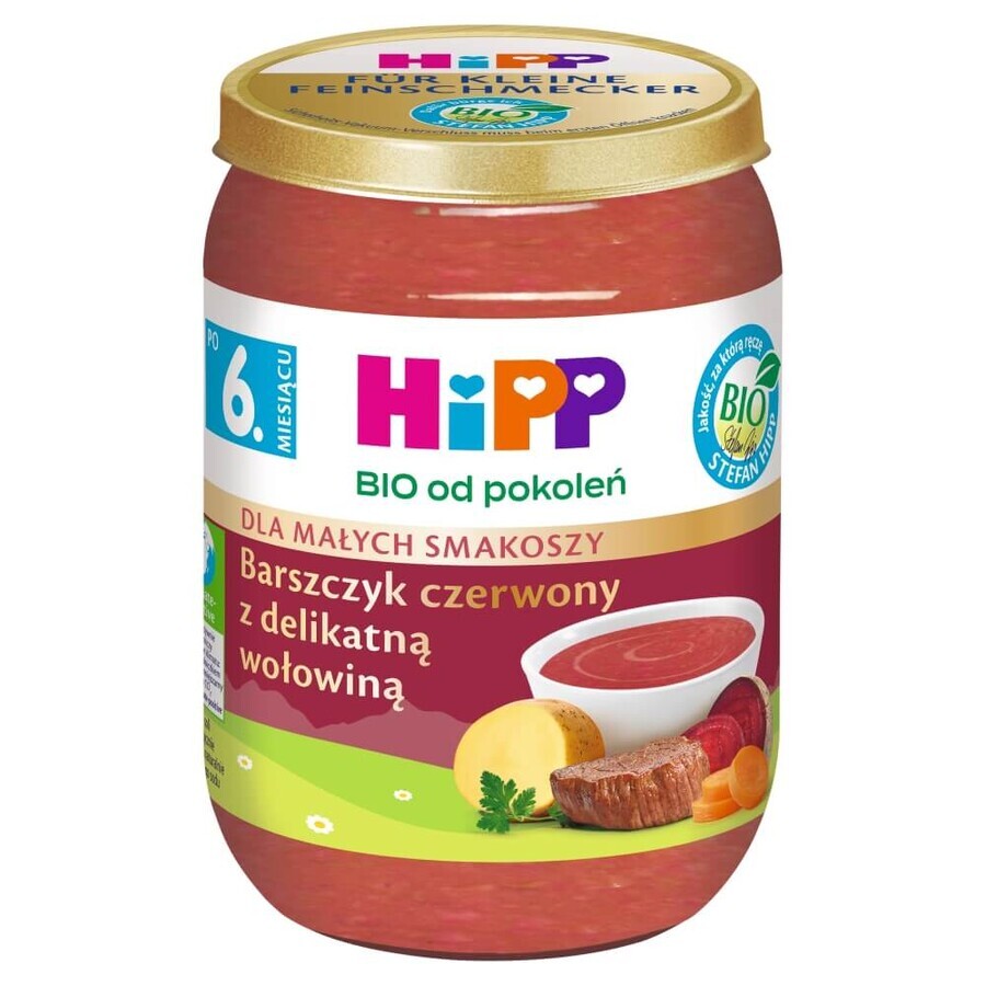 HiPP Zupa Bio, borș roșu cu carne de vită fragedă, după 6 luni, 190 g