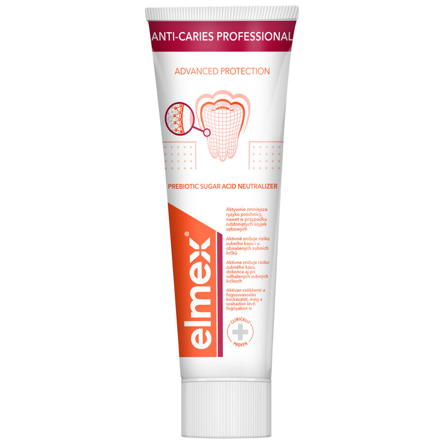 Elmex Anti-Caries Professional, dentifrice contre les caries dentaires, 75 ml