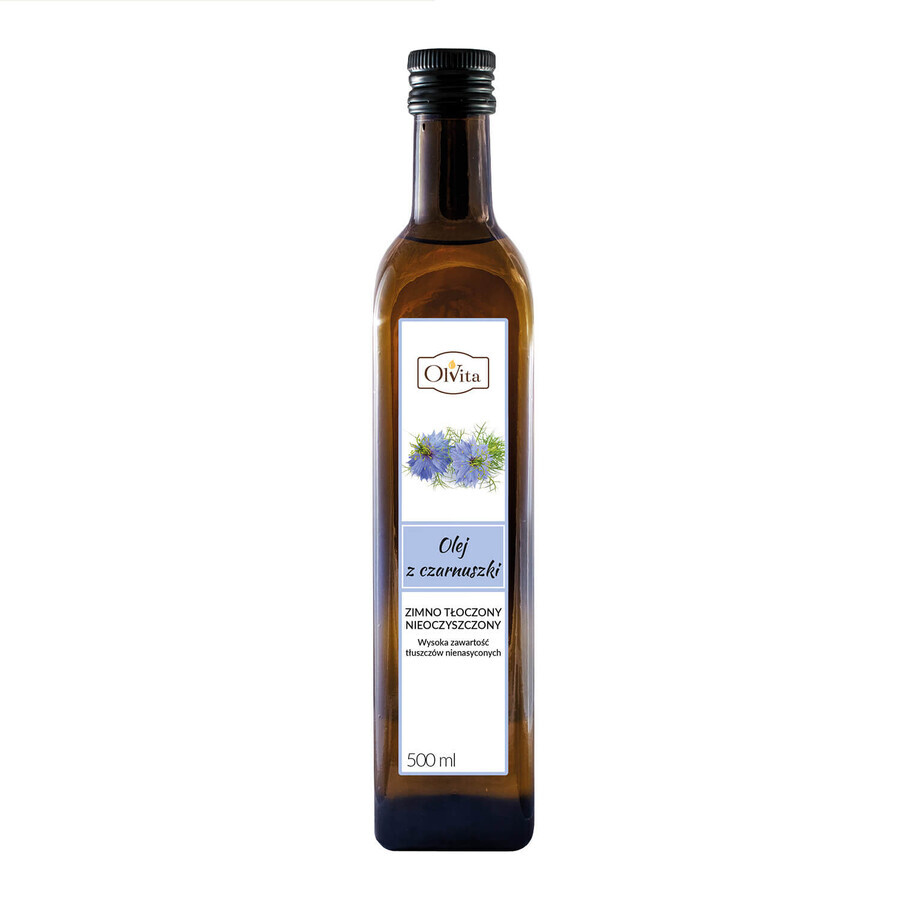 OlVita Huile de cumin noir, pressée à froid, non purifiée, 500 ml