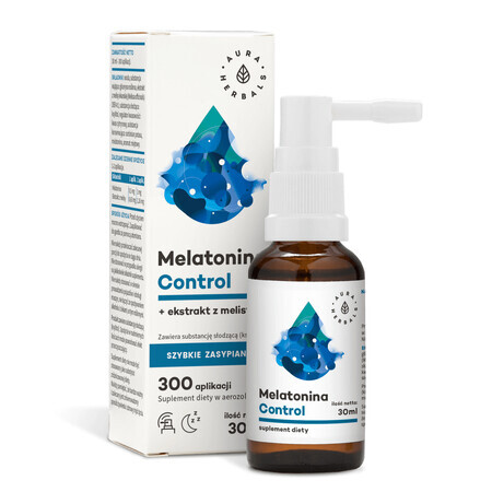 Aura Herbals Melatonine Controle + Melisse-extract, verstuiver, 30 ml